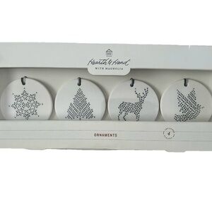 Hearth and Hand With Magnolia Porcelain Ornaments Christmas 4-pack RETIRED